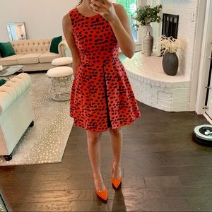 Kensie Orange Polkadot A-Line Dress